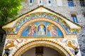 Wall painting at the entrance of Rila Monastery, Bulgaria