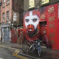 A wall painting in Hanbury Street at Shoreditch in the Borough of Tower Hamlets, an area renown for its street art in east London