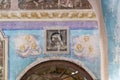 Wall painting of an icon in an abandoned orthodox church Royalty Free Stock Photo