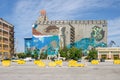 Wall painting on one of the old silo and dry docks buildings