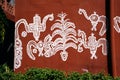 indian tribal art wall painting decoration Rajasthan India Royalty Free Stock Photo