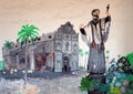 Wall painting, St Francis Xavier mural Archbishop`s Palace Old Goa, India Royalty Free Stock Photo