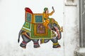 Wall painting in Udaipur at a local house Royalty Free Stock Photo