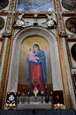 Wall painting of Virgin Mary and Holy Infant Jesus in Georgian Orthodox Cathedral Church Tbilisi Georgia