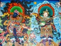 Wall paintings in Namdroling Monastery Royalty Free Stock Photo