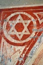 Wall paintings in a prayer room at the Jewish Ghetto Terezin Czech Republic