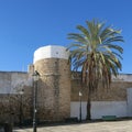 Architecture, faro, portugal, white houses, blue sky, overwinter Royalty Free Stock Photo