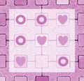 Wall with a pattern of hearts and circles arranged in a symmetrical square shape