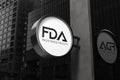 Wall of Pharma company showing on Round sign light board l FDA Registered Facility. approved Royalty Free Stock Photo