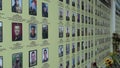 Wall with photos soldiers who died in the Russian-Ukrainian war. Photo people killed during the Maidan revolts. Memorial