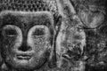 Wall picture Buddha face, black and white image.