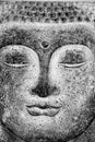 Wall picture Buddha face, black and white image.