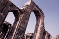 Wall and pillars in qutub minar, vintage color