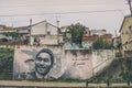 The wall of portrait of EusÃÂ©bio in Portugal-Lisbon