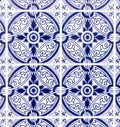 Portuguese glazed tiles, blue and white, pattern and background