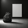 Wall poster mockup earth floor meteorite rock AI generation Royalty Free Stock Photo