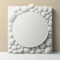 Wall poster mockup flat, circular pebble with a unique pattern of swirls AI generation
