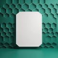 Wall poster mockup huge, hexagonal emerald, with an intricate pattern of lines. AI generation