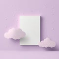 Wall poster mockup lavender clouds and pink stars AI generation