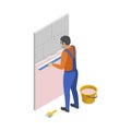 Wall Priming Handyman Composition Royalty Free Stock Photo
