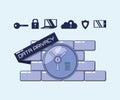 Wall with privacy data set icons Royalty Free Stock Photo