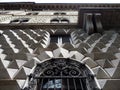 Wall with pyramidal ashlars in Milan. Italy.