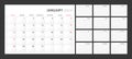 Wall quarterly calendar template for 2024 in a classic minimalist style. Week starts on Sunday. Set of 12 months. Corporate
