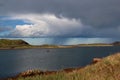 Rain over Barents sea, stormy clouds Royalty Free Stock Photo