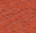 Wall of red ceramic bricks of different colors. Plain brickwork on cement mortar. Vector background.