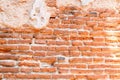 Wall of red old bricks with crack cement Royalty Free Stock Photo