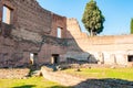 The wall remains ruins of the stadium of Domitian on the Palatine Hill that was part of the imperial palace and was surrounded by