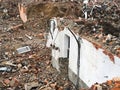 Wall remnants and rubble after house demolition Royalty Free Stock Photo