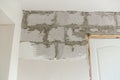 Wall during renovation.foam block covered with plaster.plaster walls.house renovation concept