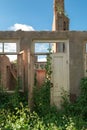 The wall in the room of an abandoned wrecked house Royalty Free Stock Photo