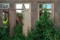 The wall in the room of an abandoned wrecked house