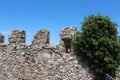 Wall ruins Medieval village of Tolfa,the remains of the the Castle of the Fortress,Italy.