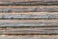 Wall of the rural house made from wooden logs