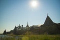 Wall Russian Orthodox Solovetsky monastery made of huge stones. Royalty Free Stock Photo