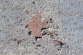 Wall with rusty on old metal and peeling off paint, texture with holes Royalty Free Stock Photo