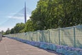 Wall of Sandbags Bridge Royalty Free Stock Photo