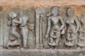 Wall sculptures of Hindu gods at Hampi Temple, Tourist indian landmark Ancient ruins in Hampi. Hampi Bazaar, Hampi, Karnataka, Royalty Free Stock Photo