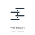 Wall shelves icon vector. Trendy flat wall shelves icon from furniture and household collection isolated on white background. Royalty Free Stock Photo