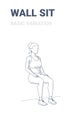 Wall Sit Female Home Workout Exercise Guide Outline Sport Concept Illustration. Royalty Free Stock Photo
