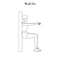 Wall sit workout outline Royalty Free Stock Photo