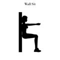 Wall sit workout silhouette Royalty Free Stock Photo