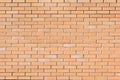 Wall of small orange bricks. The texture of the brickwork.