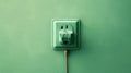 Wall socket on green wall. Generative AI Royalty Free Stock Photo