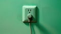 Wall socket on green wall. Generative AI Royalty Free Stock Photo