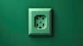 Wall socket on green wall. Generative AI Royalty Free Stock Photo