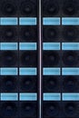 Wall of sound speakers with neon inserts. Royalty Free Stock Photo